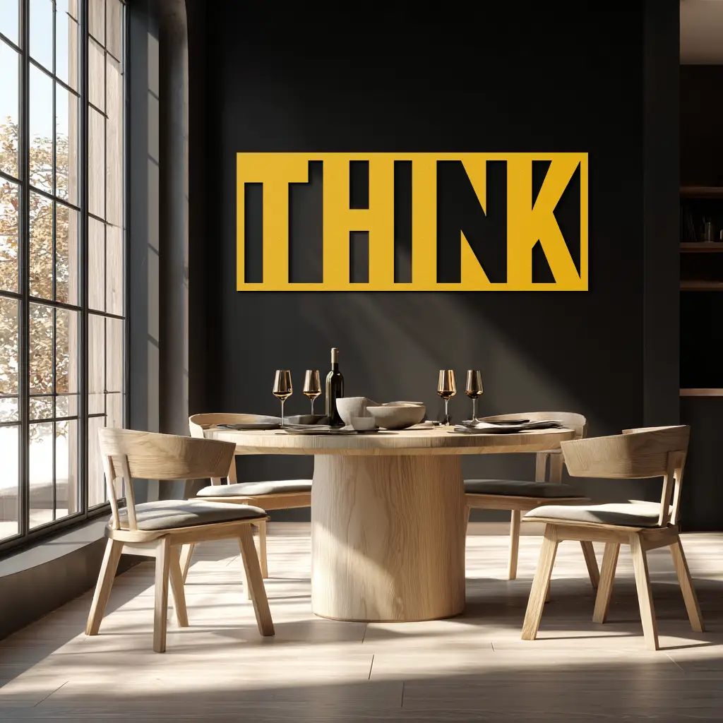 THINK" Metal Wall Art - Minimalist Inspirational Decor- KAF184