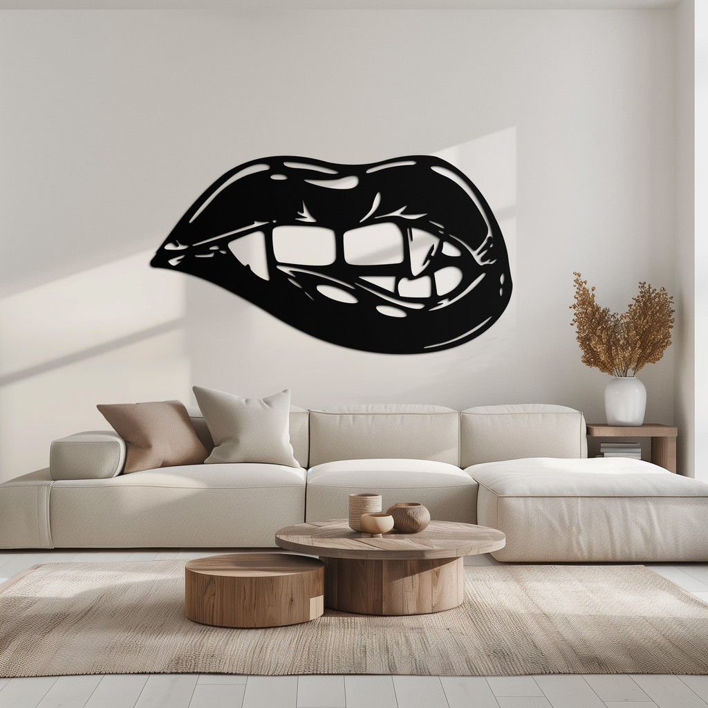 Geometric Lips Metal Wall Art - Bold & Modern Statement Piece- KAF186