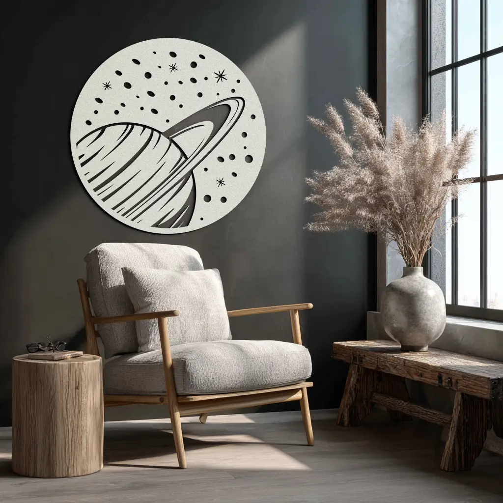 Saturn Planet Metal Wall Art - Cosmic Space Decor- KAF187