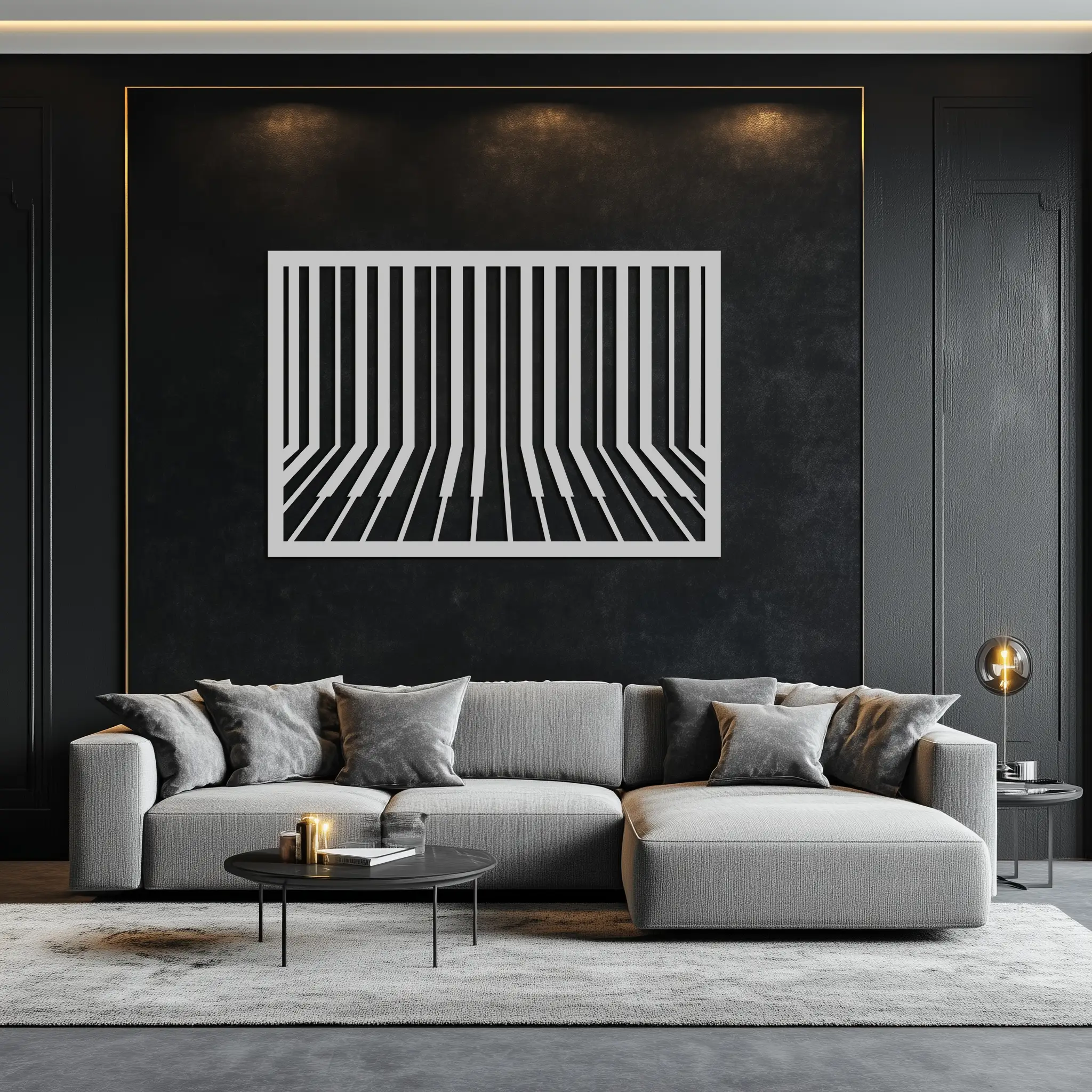 Geometric Piano Keys Metal Wall Art - Modern Music Decor- KAF189