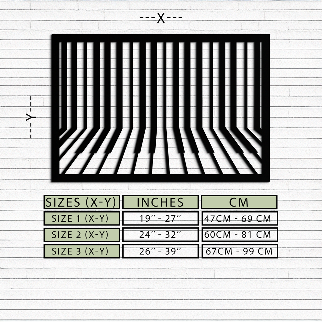 Geometric Piano Keys Metal Wall Art - Modern Music Decor- KAF189
