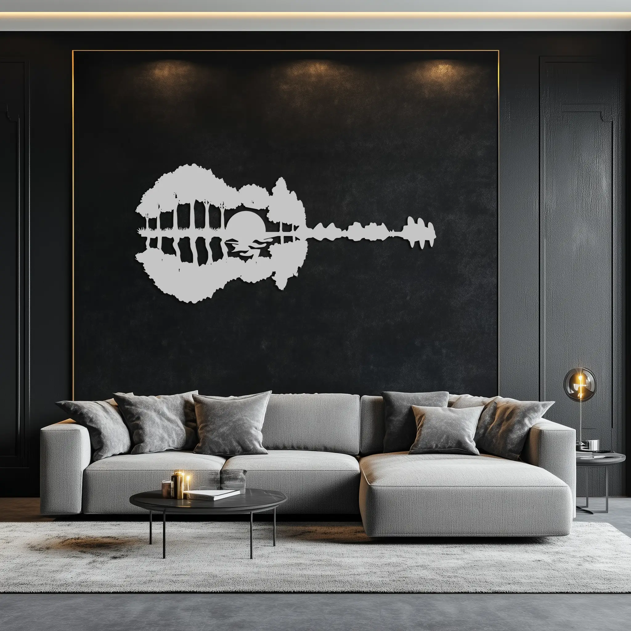 Guitar Landscape Metal Wall Art – Music & Nature Fusion - KAF191