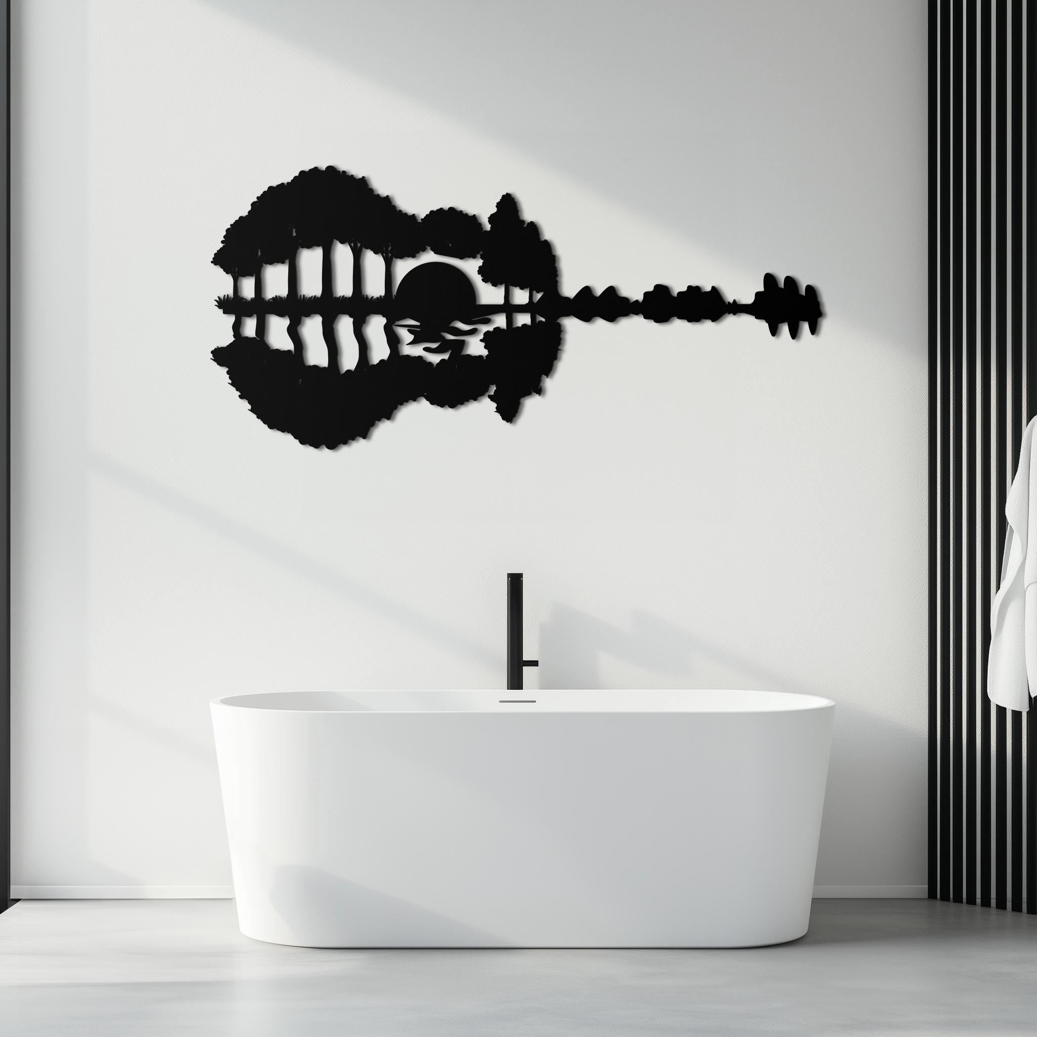 Guitar Landscape Metal Wall Art – Music & Nature Fusion - KAF191