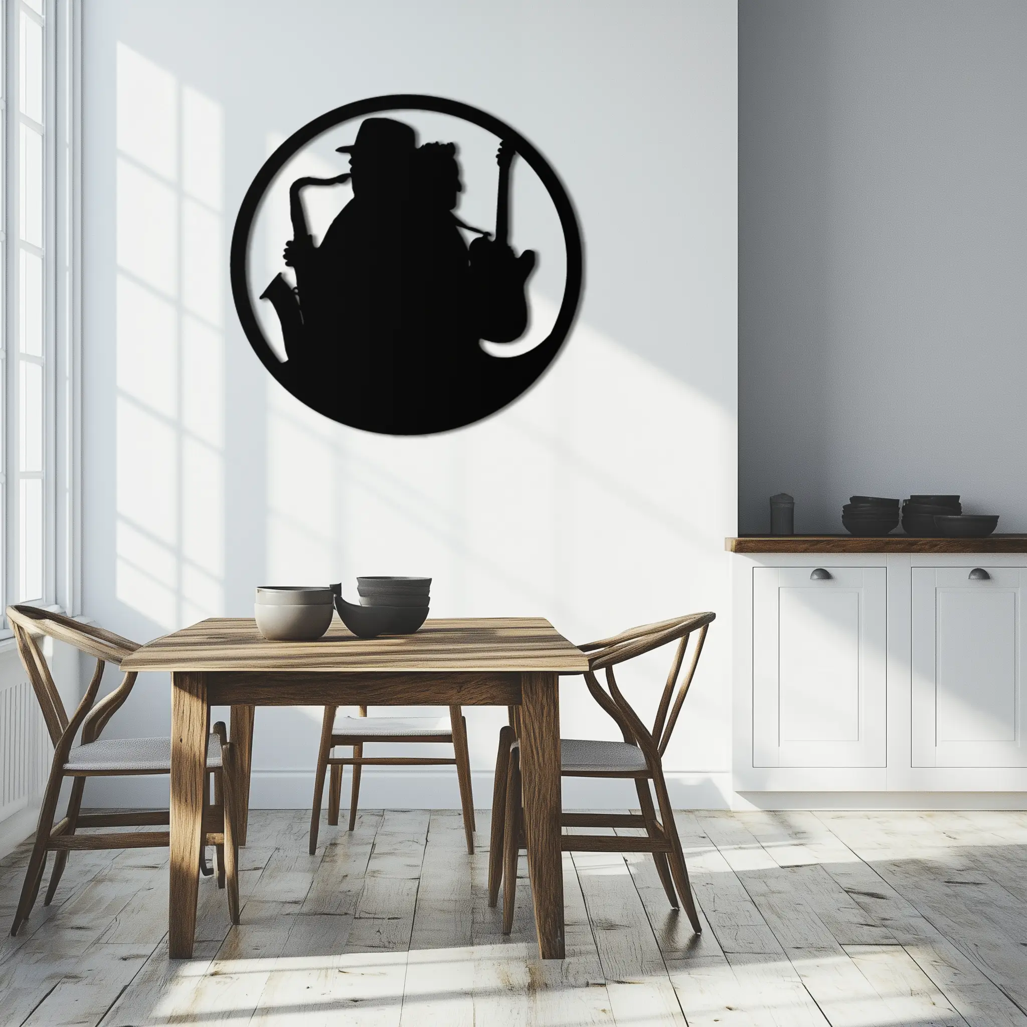 Jazz Musicians Metal Wall Art – Saxophone & Guitar Design - KAF192
