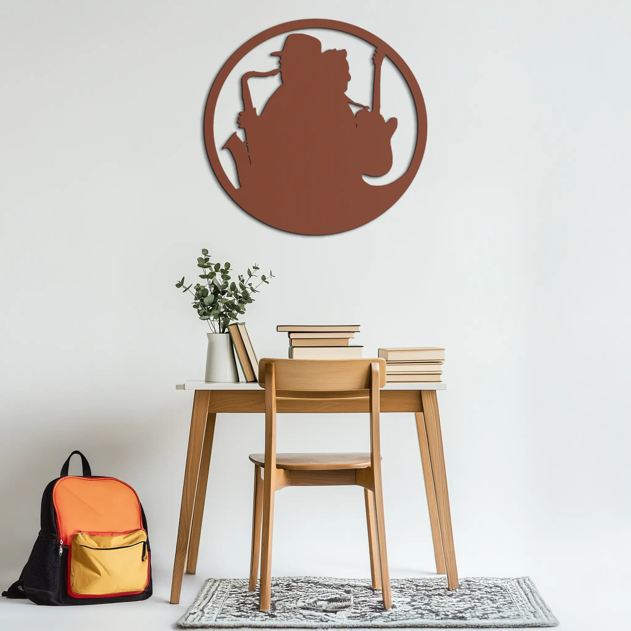 Jazz Musicians Metal Wall Art – Saxophone & Guitar Design - KAF192
