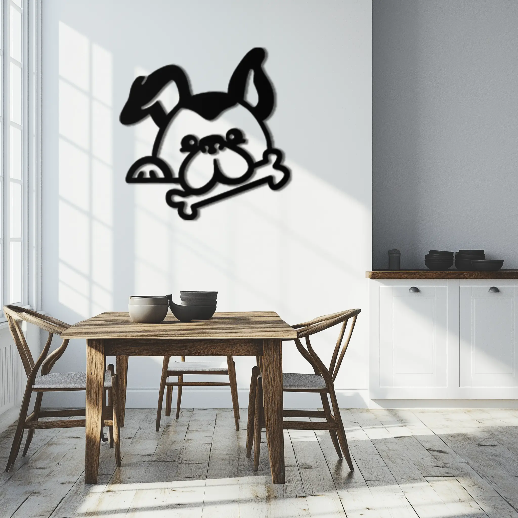 Bone-Holding Dog Metal Wall Art - Playful Pet Decor - KAF194