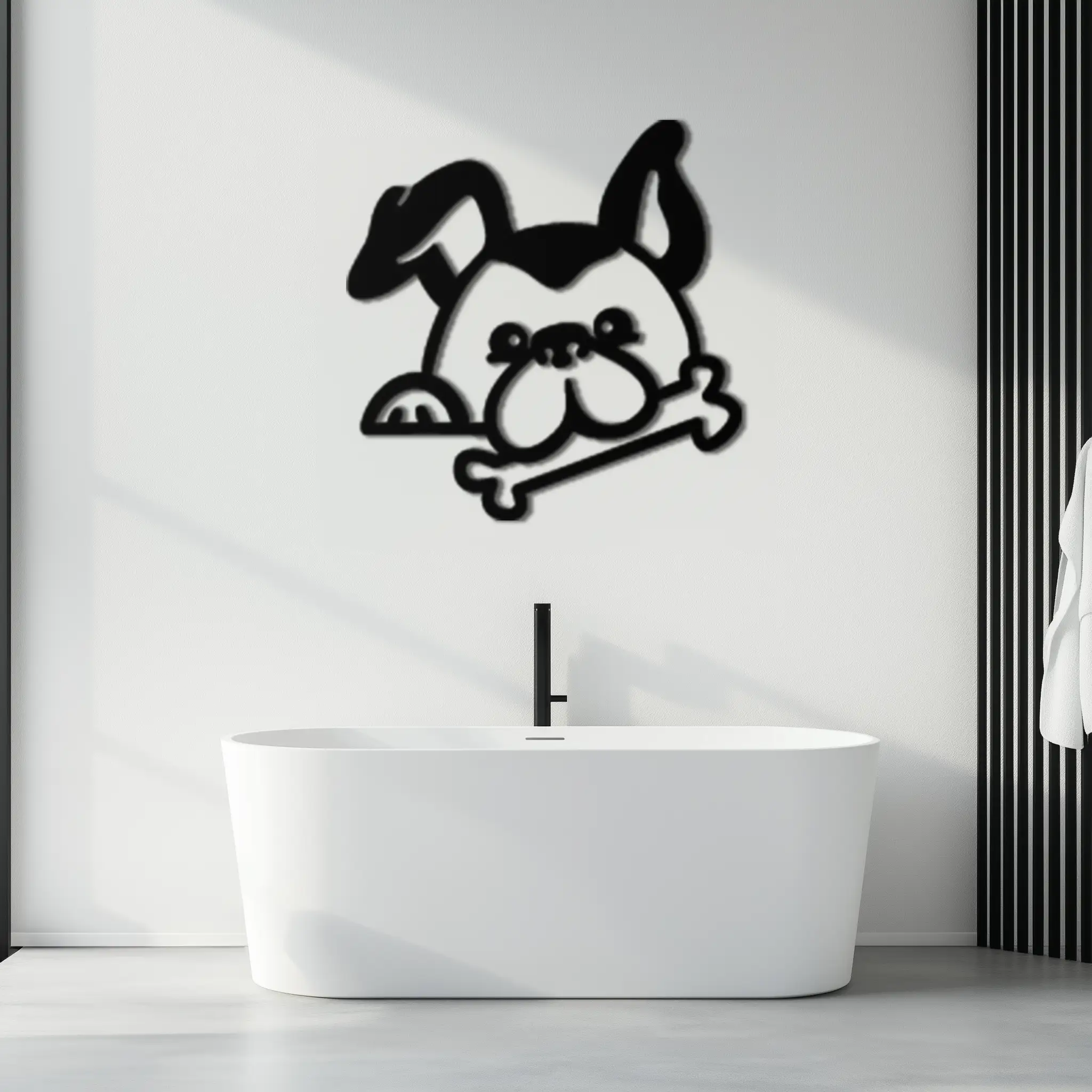 Bone-Holding Dog Metal Wall Art - Playful Pet Decor - KAF194