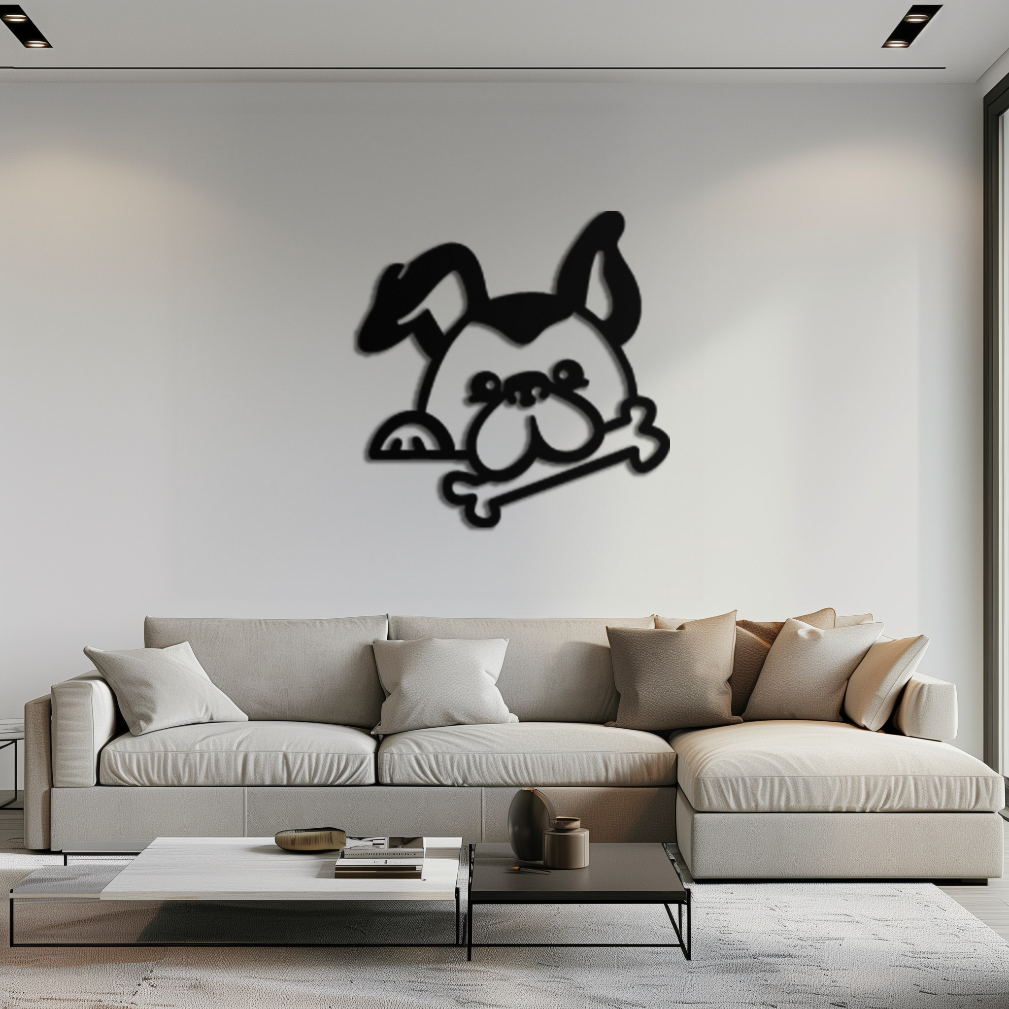 Bone-Holding Dog Metal Wall Art - Playful Pet Decor - KAF194