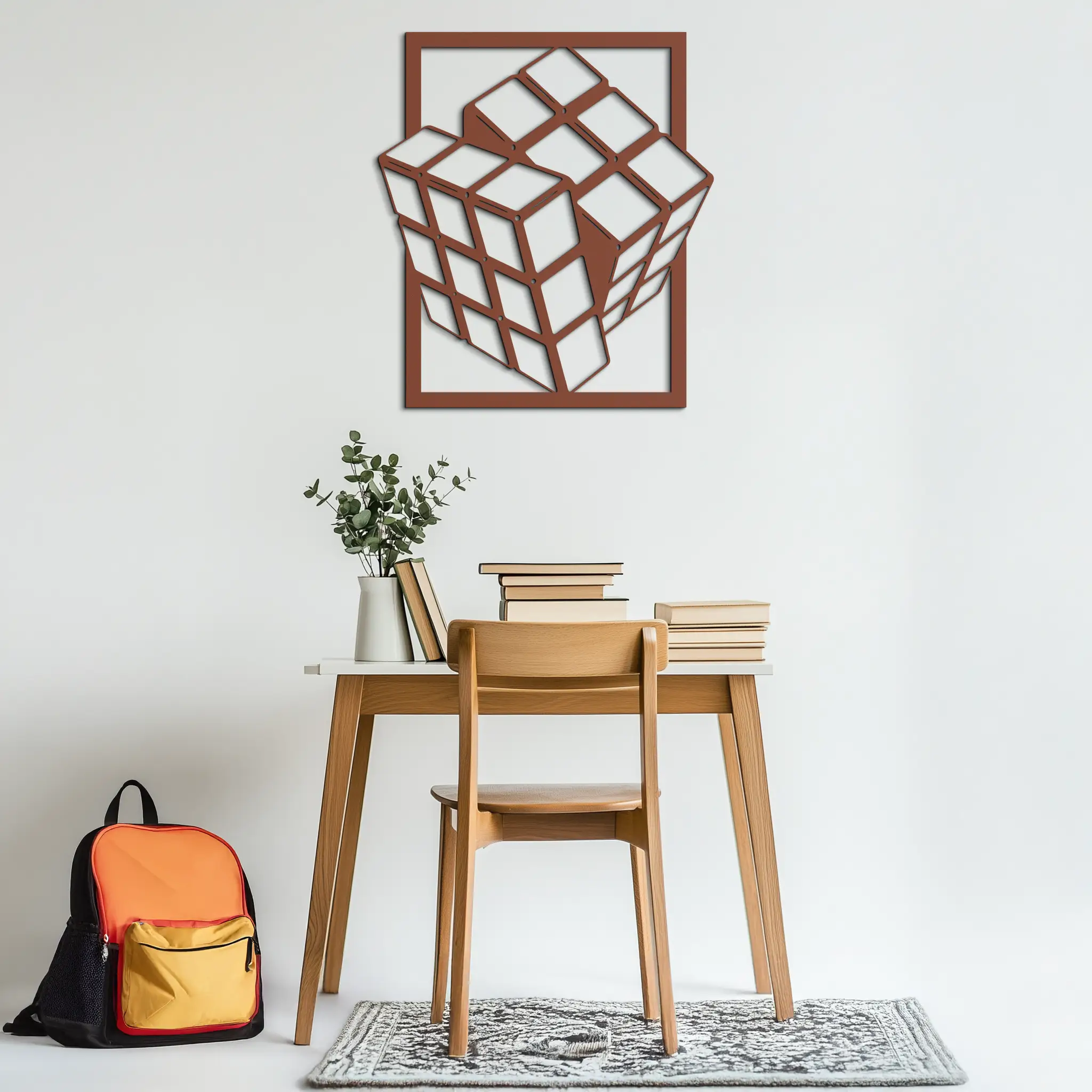 Geometric Rubik’s Cube Metal Wall Art – Modern Puzzle Enthusiast Decor - KAF197