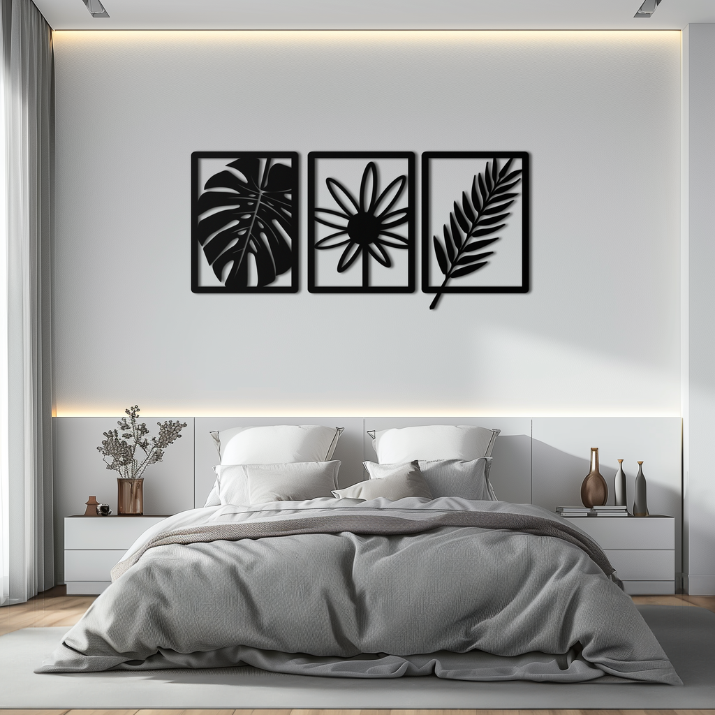 Botanical Metal Wall Art Set - Nature-Inspired Minimalist Decor - KAF198