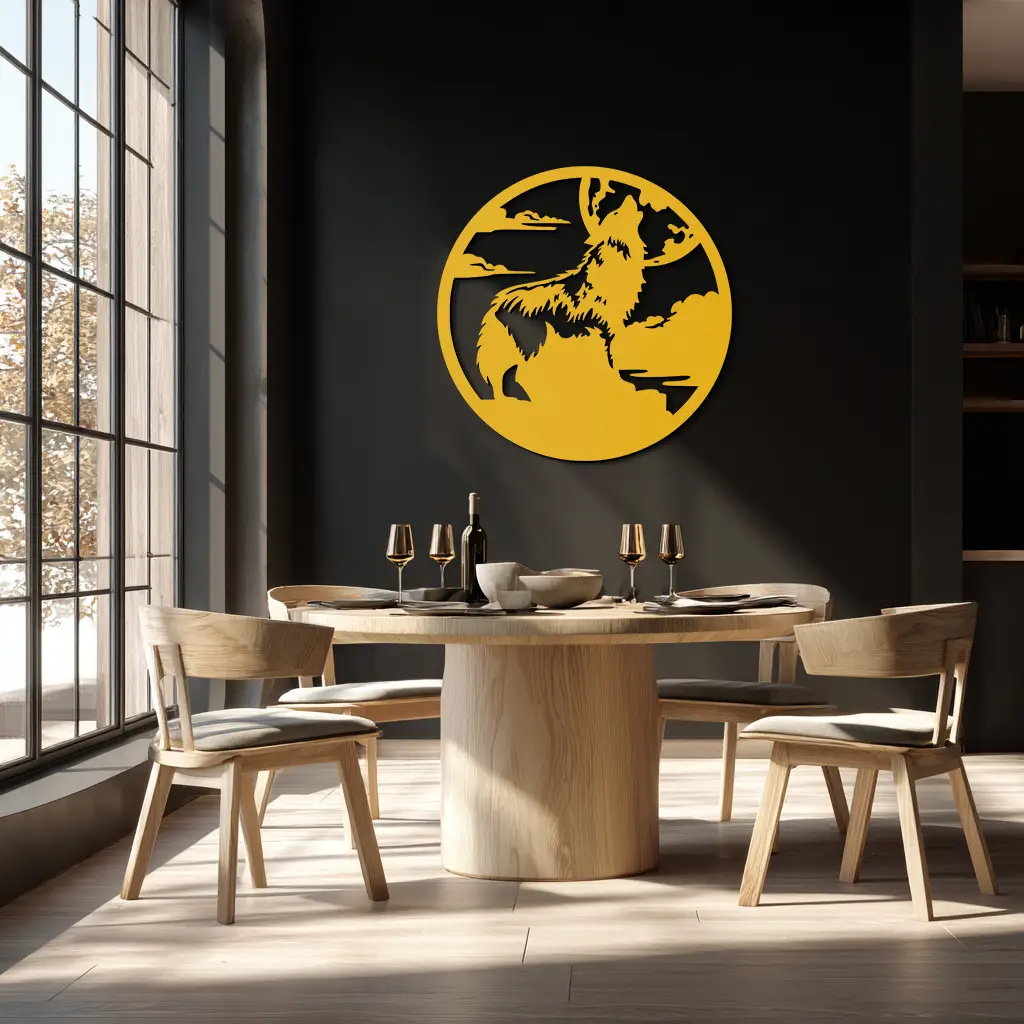 Howling Wolf Metal Wall Art - Nature-Inspired Minimalist Decor - KAF200