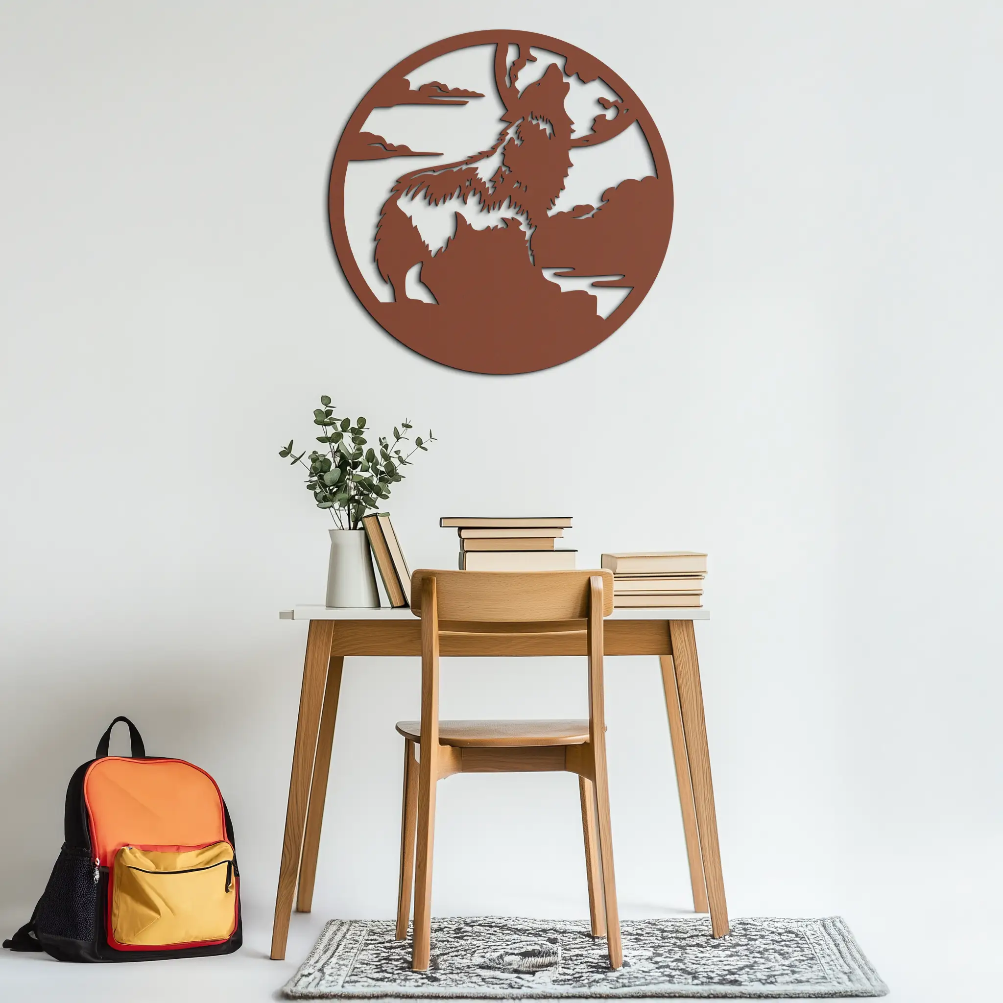Howling Wolf Metal Wall Art - Nature-Inspired Minimalist Decor - KAF200