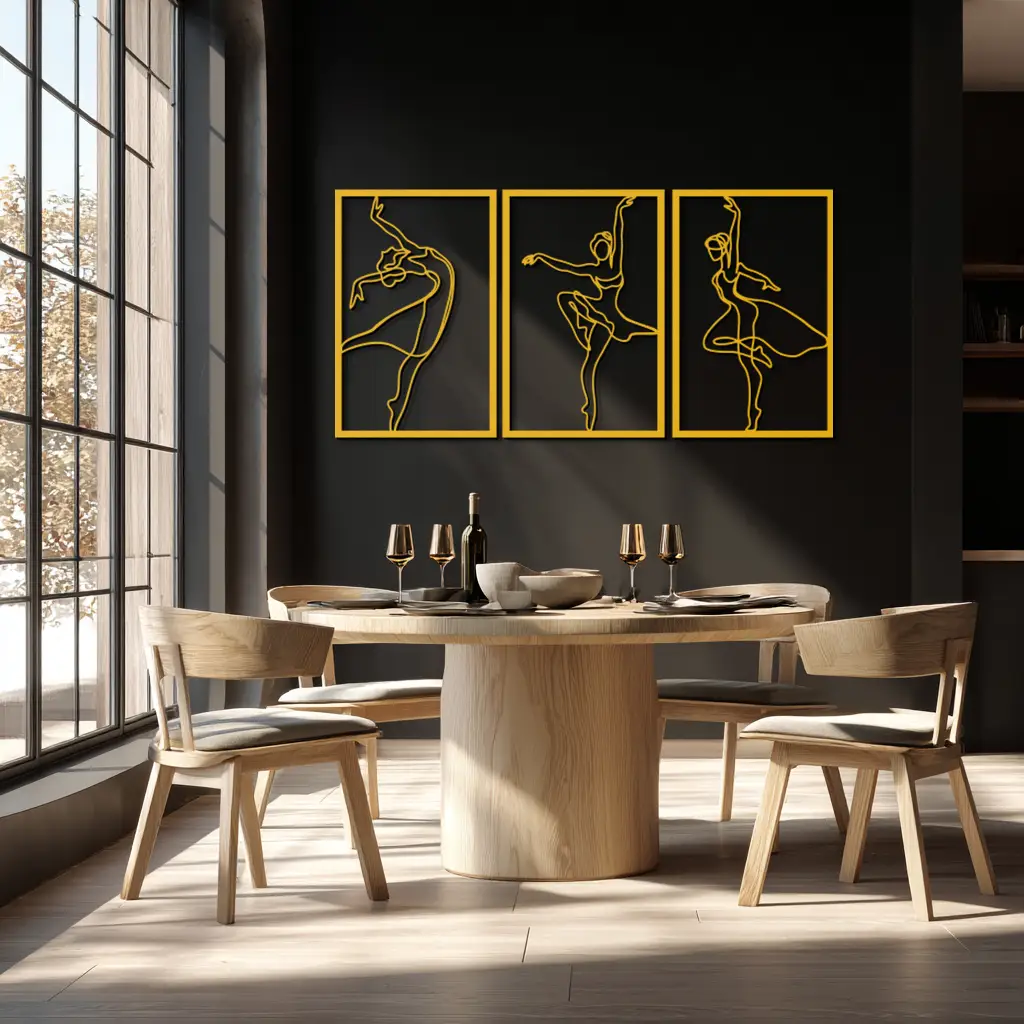 Elegant Ballerina Trio Metal Wall Art - Graceful Dance Silhouettes - KAF205