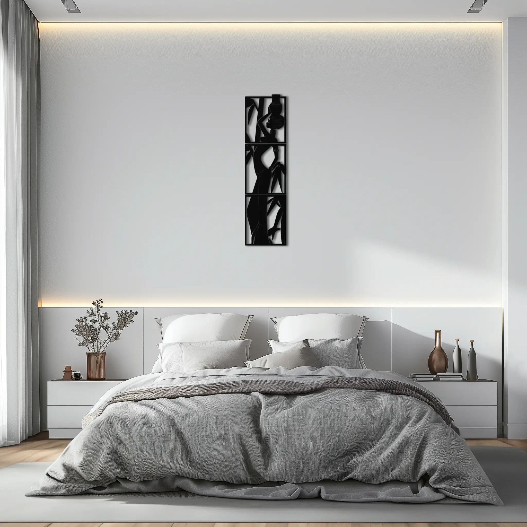 African Woman Metal Wall Art - Elegant Tribal Home Decor - KAF206