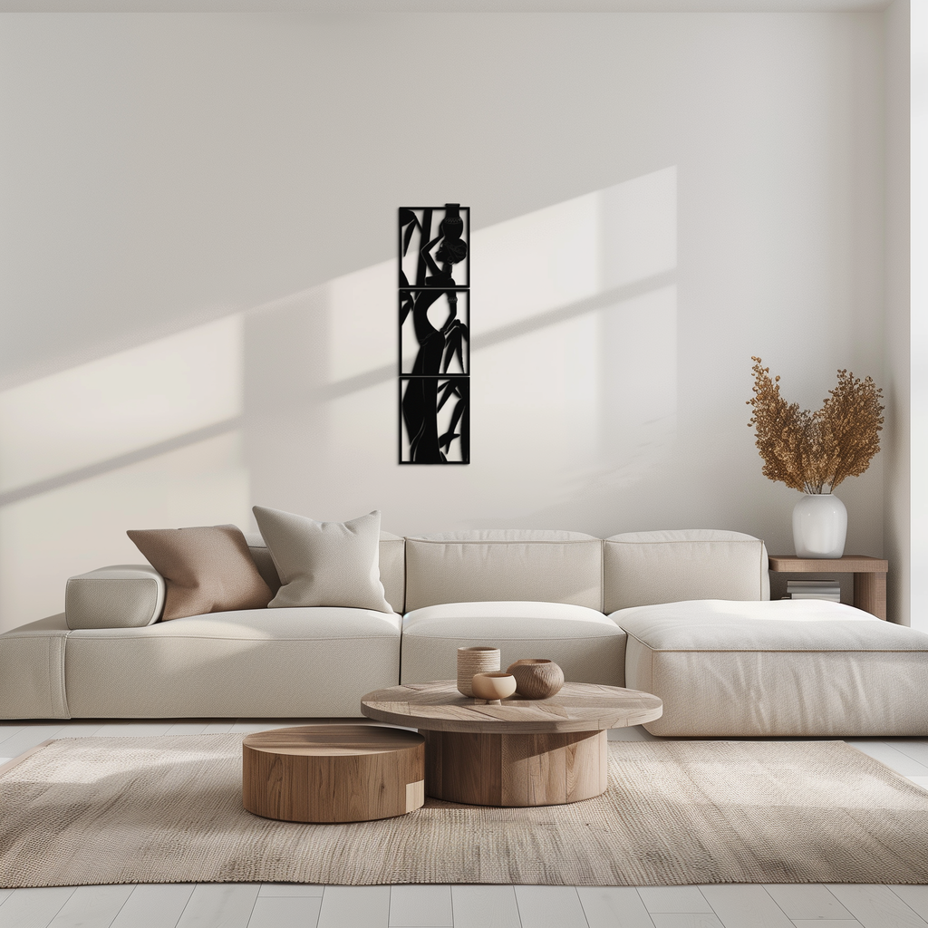 African Woman Metal Wall Art - Elegant Tribal Home Decor - KAF206