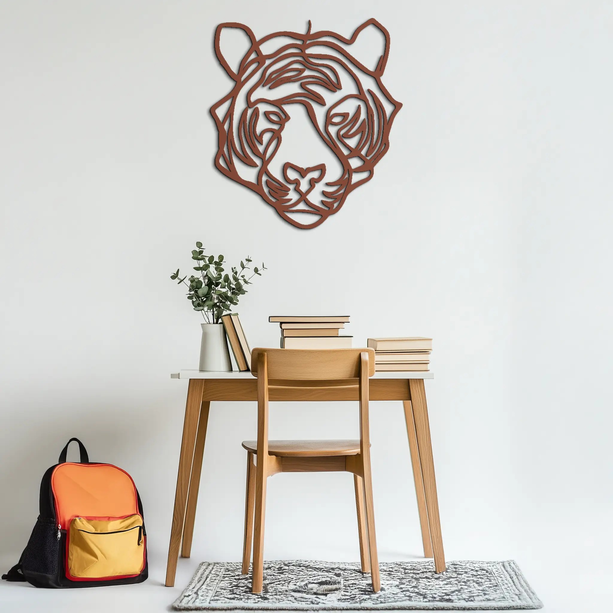 Geometric Tiger Metal Wall Art - Modern Minimalist Decor - KAF207