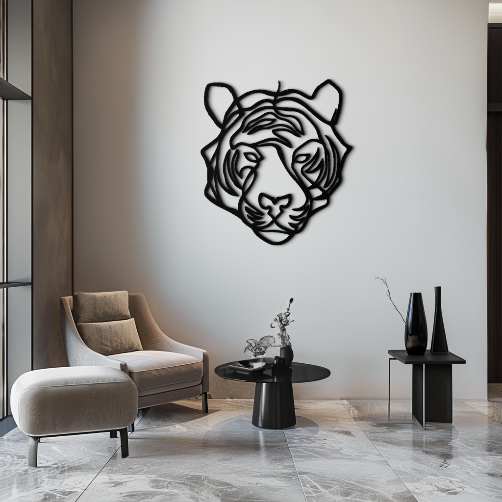 Geometric Tiger Metal Wall Art - Modern Minimalist Decor - KAF207