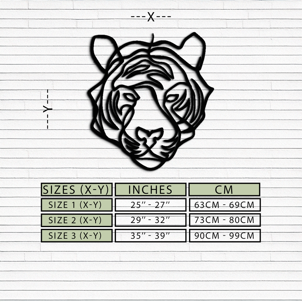 Geometric Tiger Metal Wall Art - Modern Minimalist Decor - KAF207