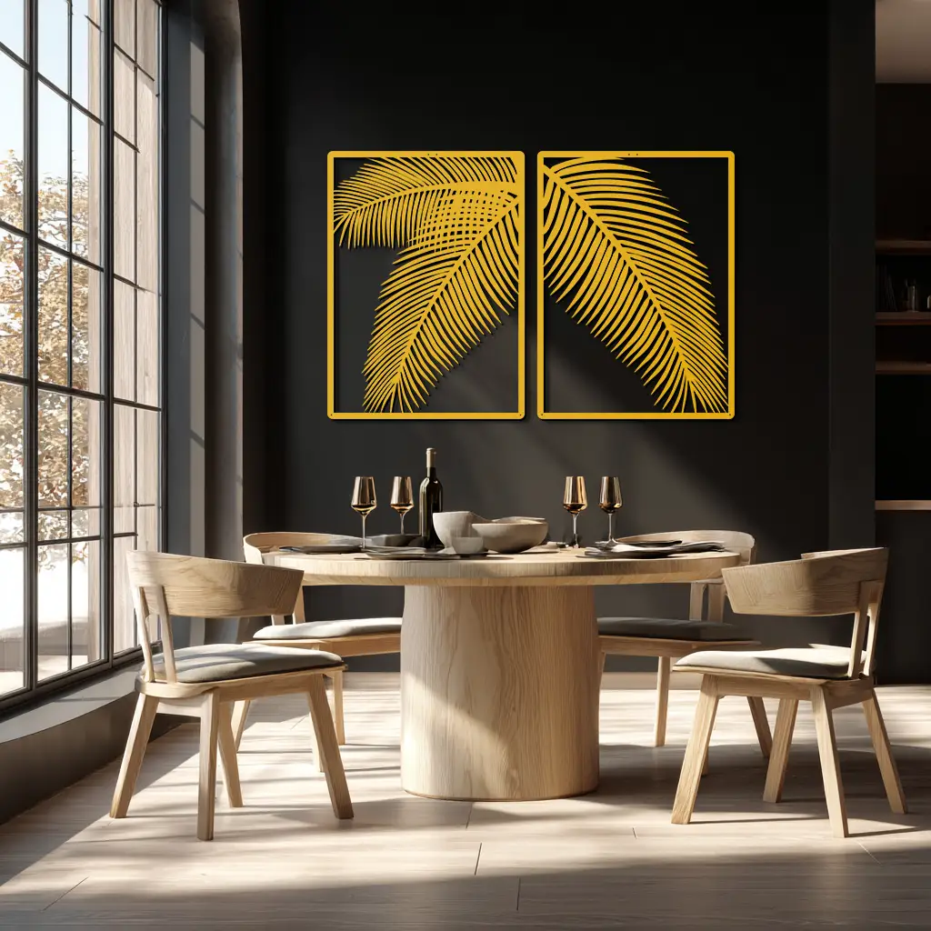 Palm Leaf Metal Wall Art – Tropical Minimalist Decor - KAF212