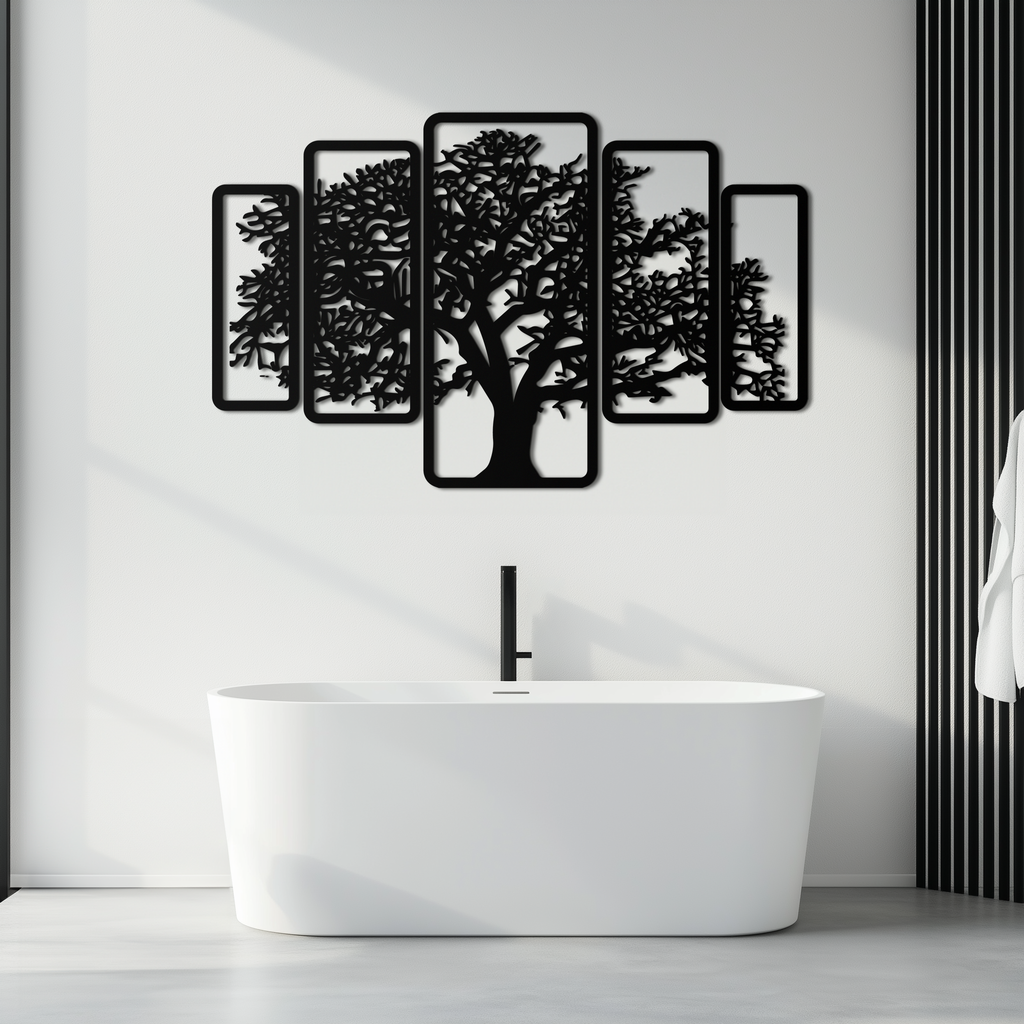 Multi-Panel Tree Metal Wall Art – Nature-Inspired Decor - KAF213
