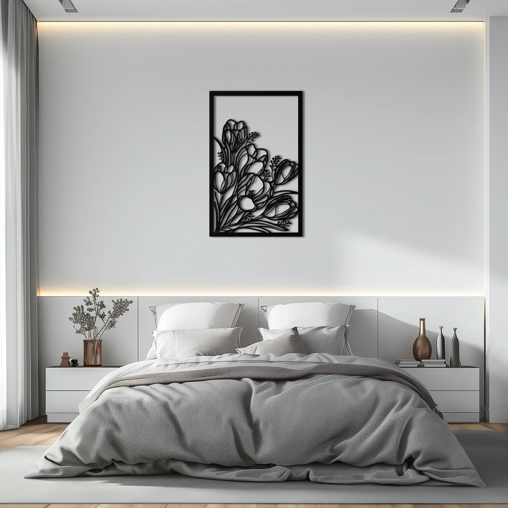 Floral Metal Wall Art – Elegant Botanical Home Decor - KAF219