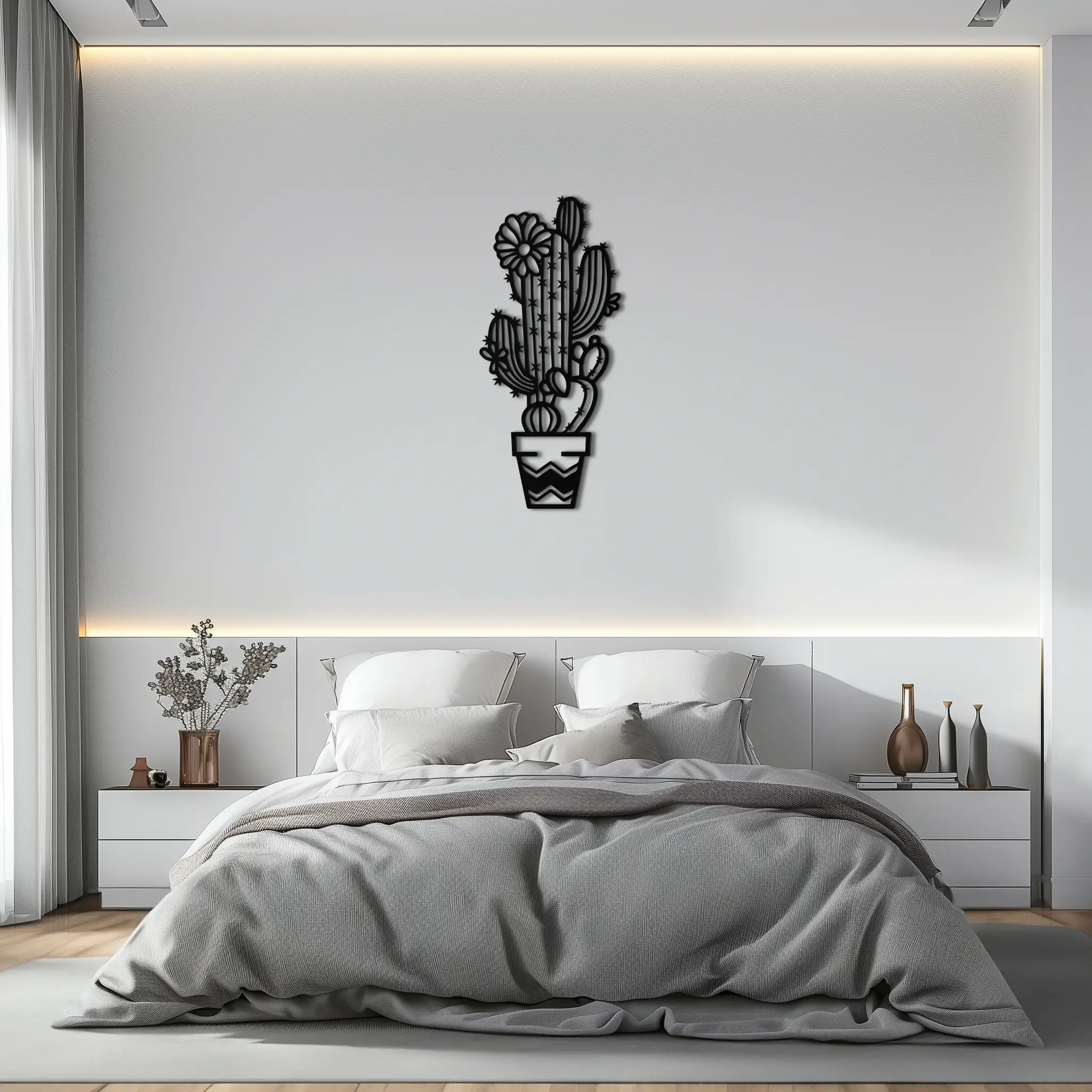 Cactus Metal Wall Art - Modern Geometric Desert Decor - KAF224