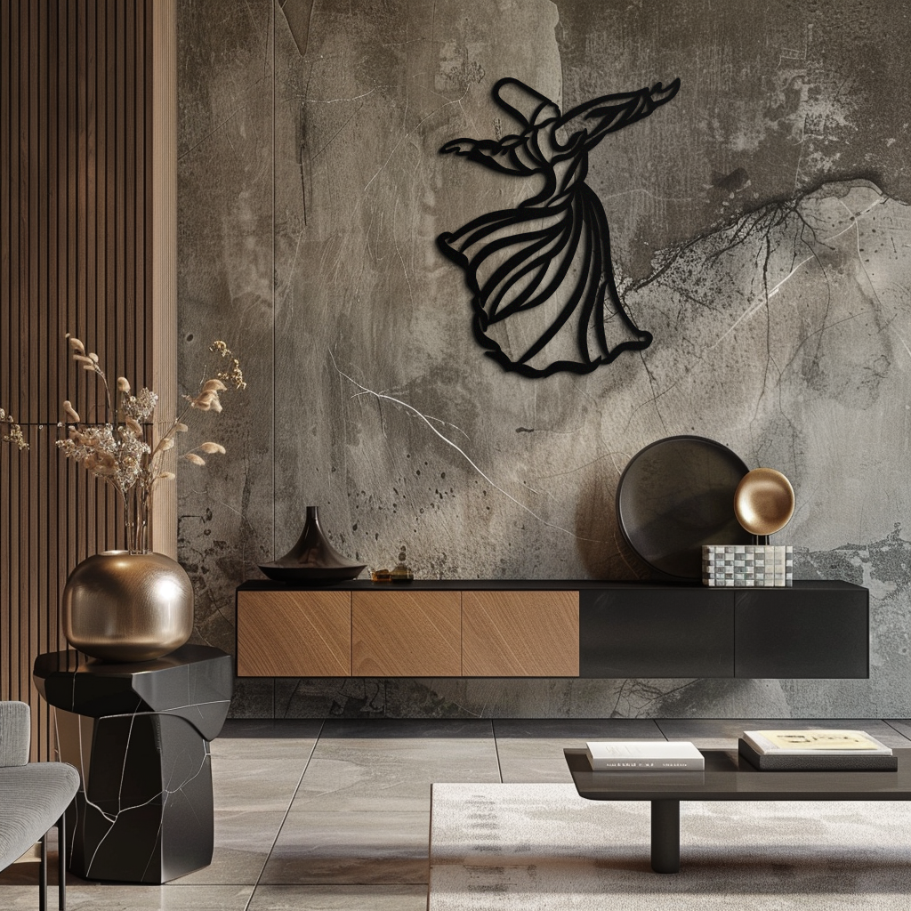 Semazen Metal Wall Art - Whirling Dervish Sufi Decor - KAF226
