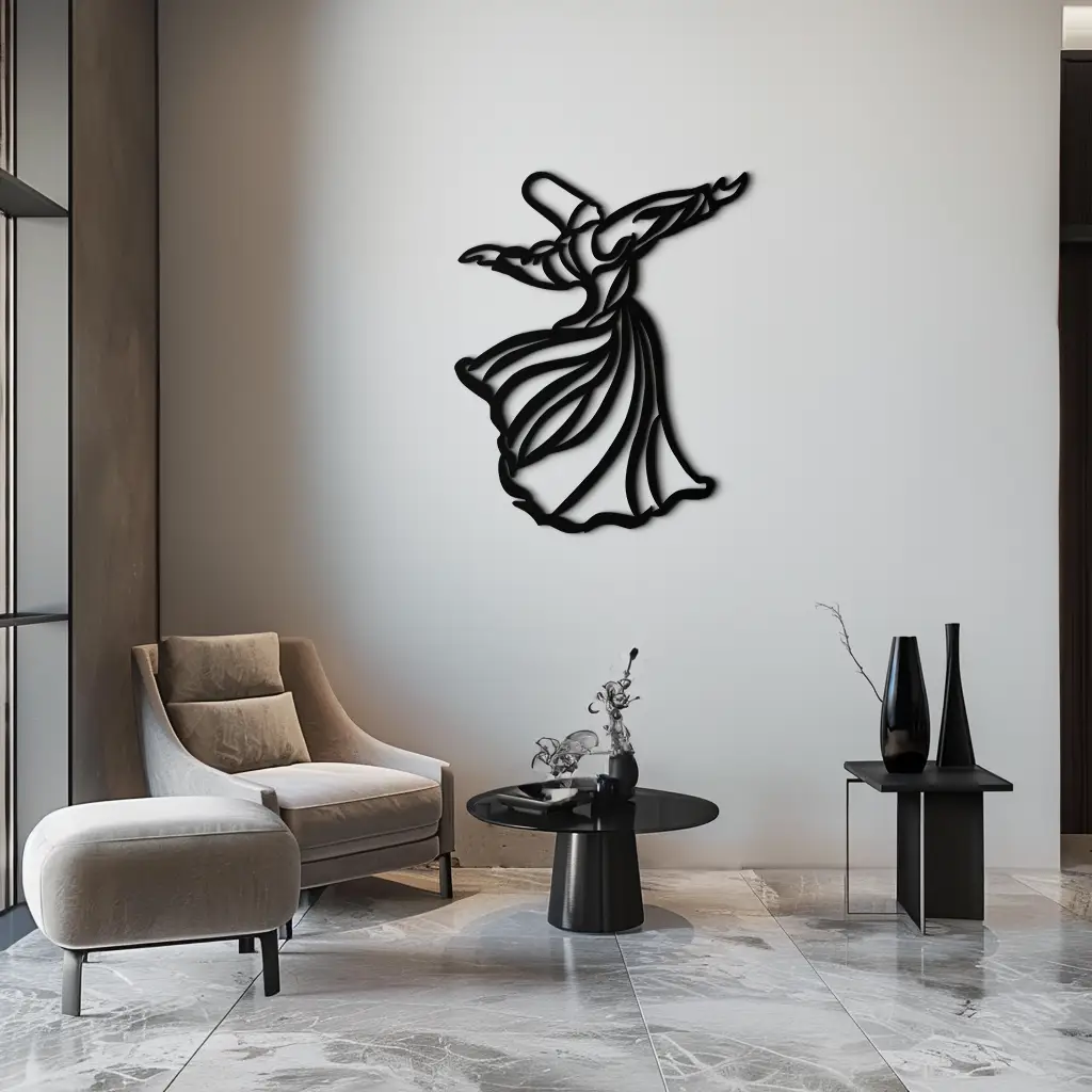 Semazen Metal Wall Art - Whirling Dervish Sufi Decor - KAF226