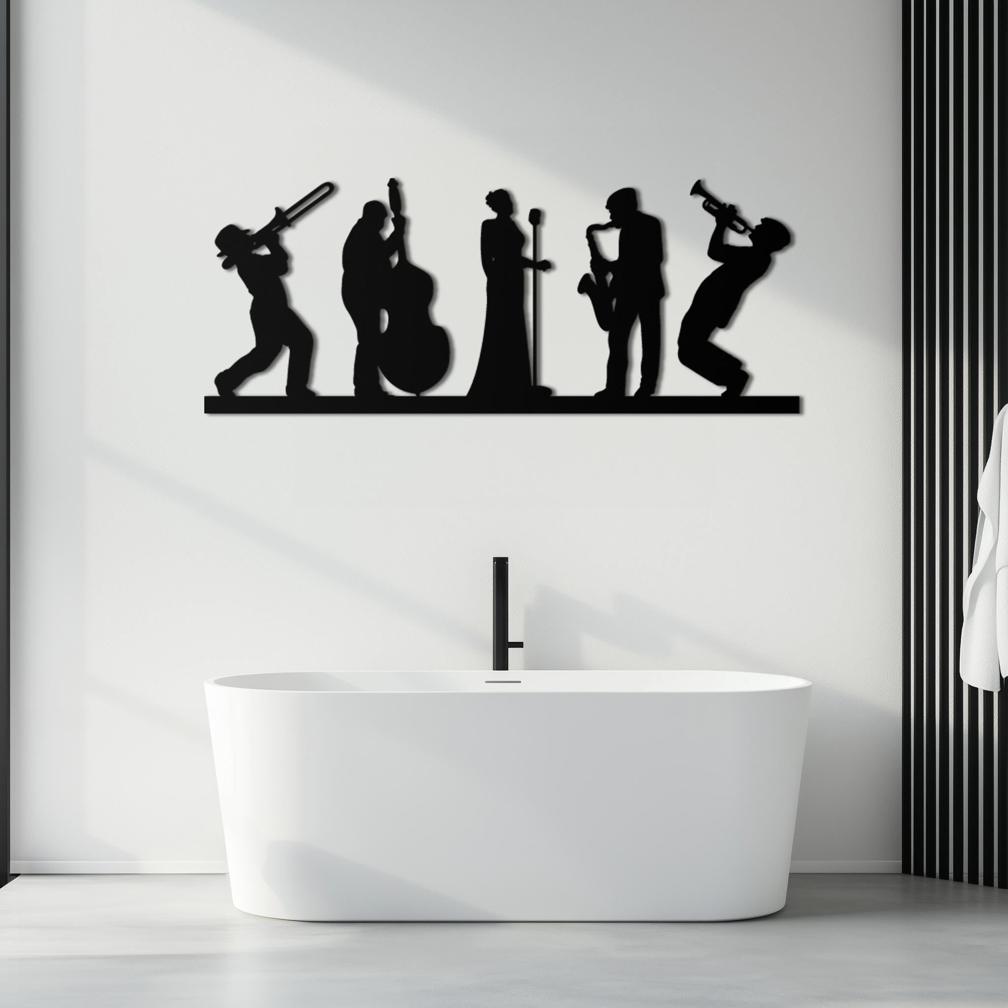 Jazz Band Metal Wall Art - Modern Musician Silhouette Decor- KAF254