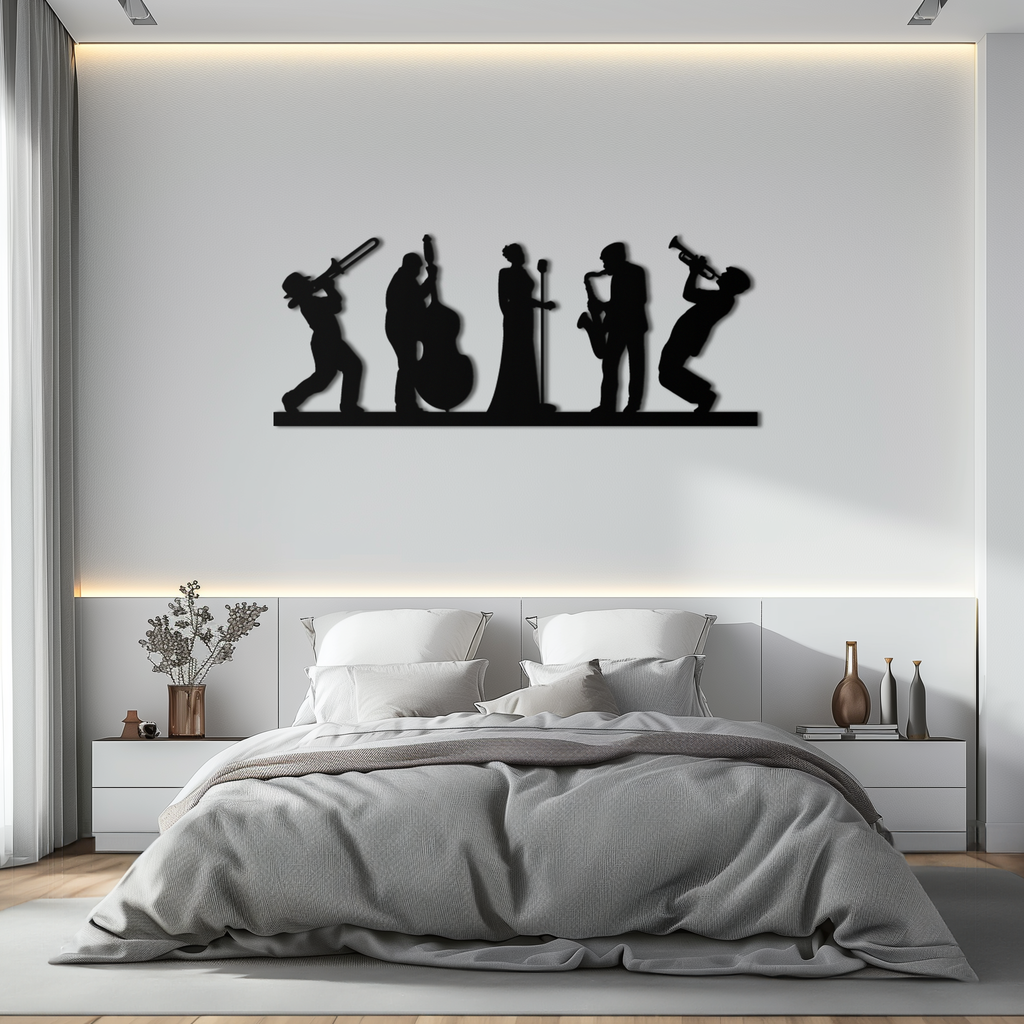 Jazz Band Metal Wall Art - Modern Musician Silhouette Decor- KAF254