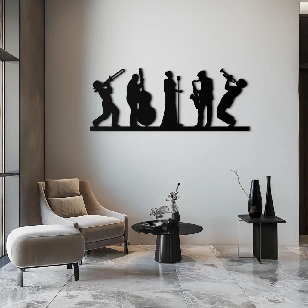 Jazz Band Metal Wall Art - Modern Musician Silhouette Decor- KAF254