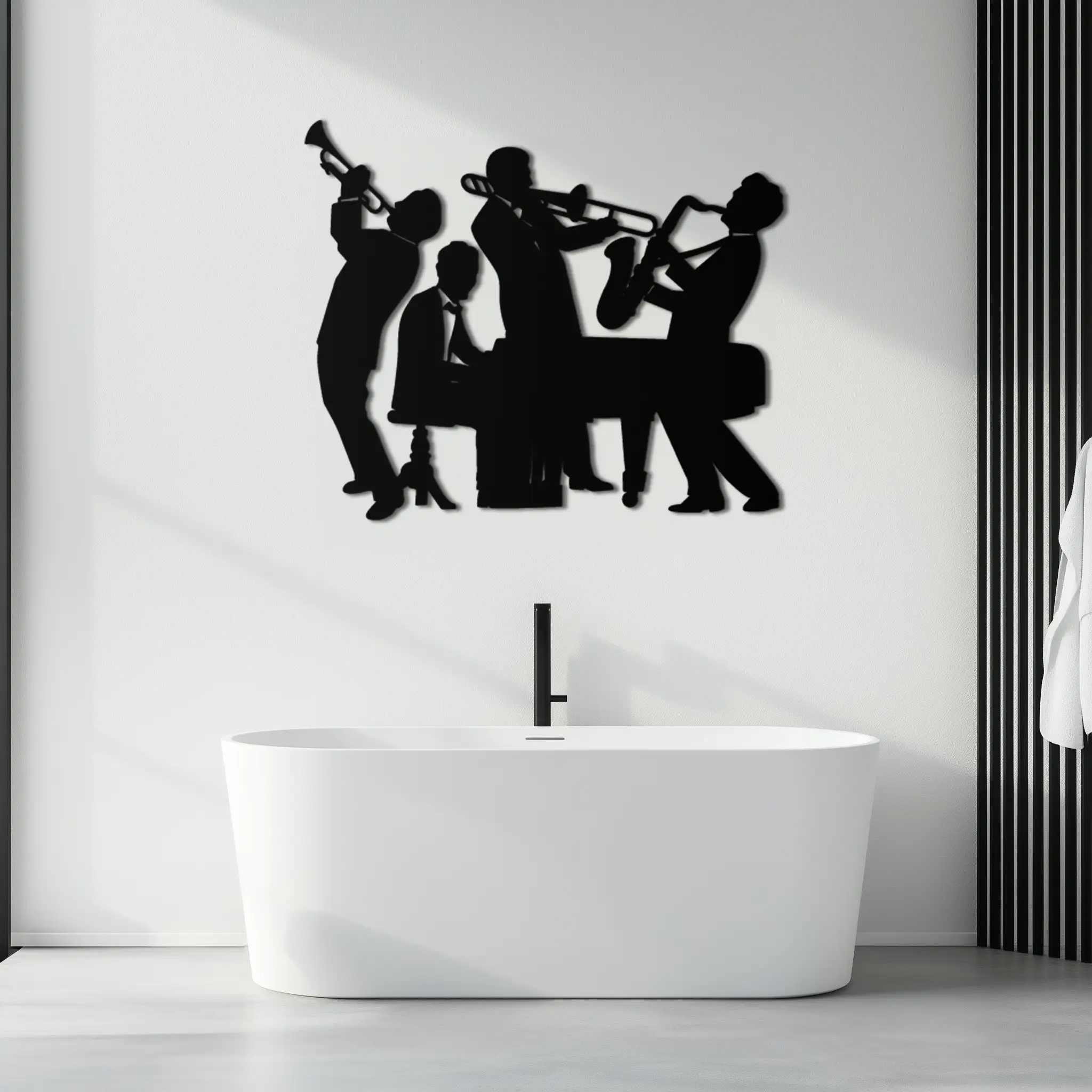 Jazz Band Metal Wall Art - Modern Musical Silhouette Decor- KAF255
