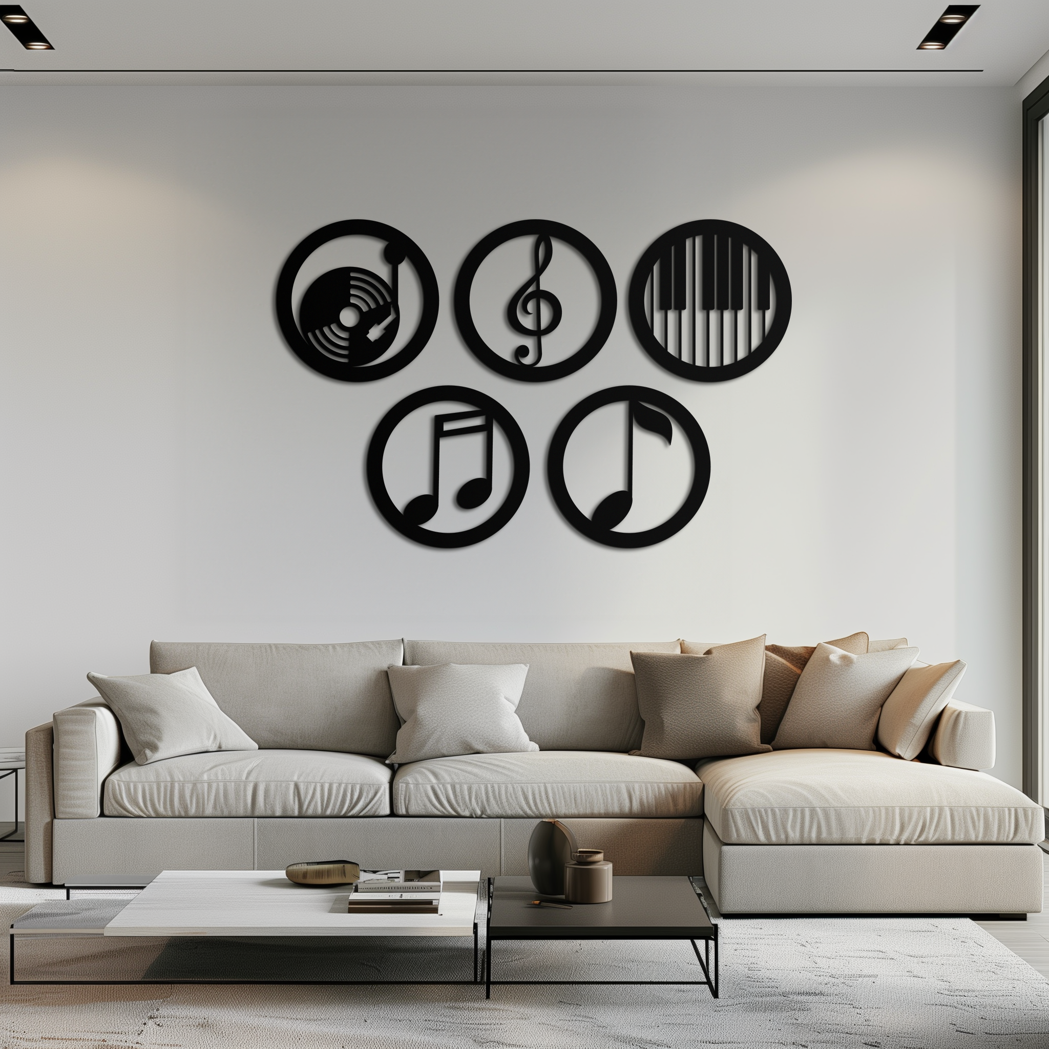 Music Notes & Instruments Wall Art - Modern Metal Music Decor- KAF257