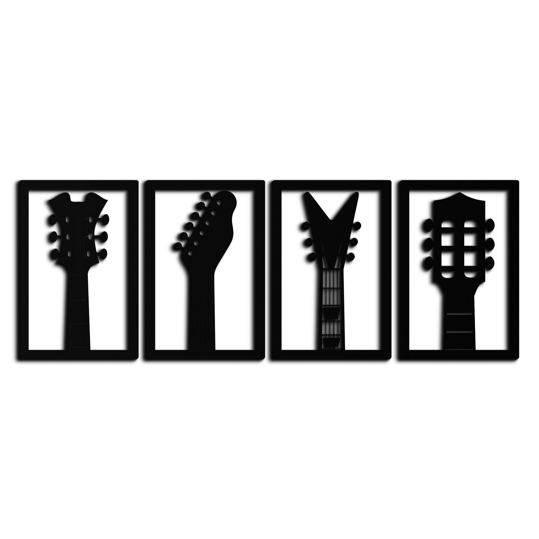Guitar Headstock Metal Wall Art - 4-Piece Music Decor- KAF260