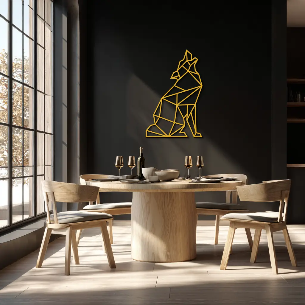 Geometric Wolf Metal Wall Art - Modern Animal Decor- KAF262