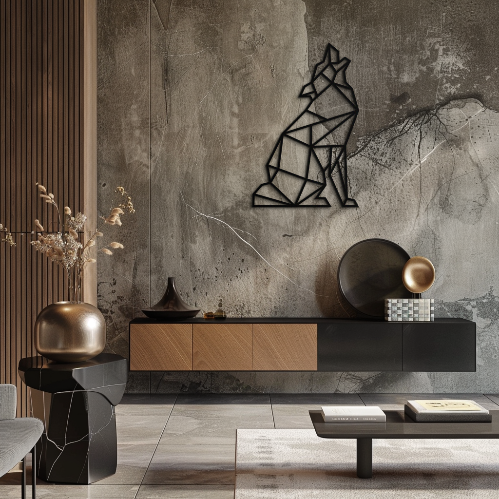 Geometric Wolf Metal Wall Art - Modern Animal Decor- KAF262