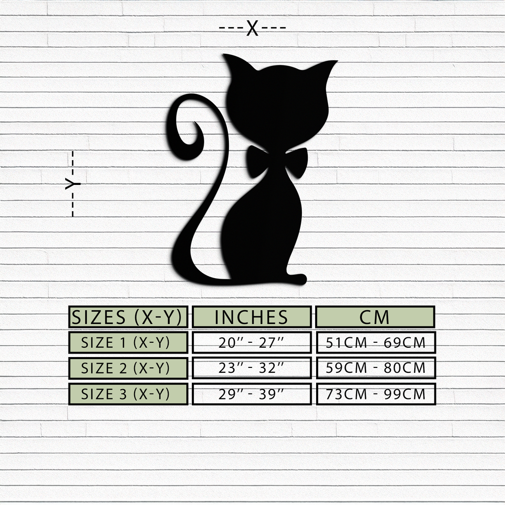 Cute Cat Metal Wall Art – Minimalist Feline Decor - KAF268