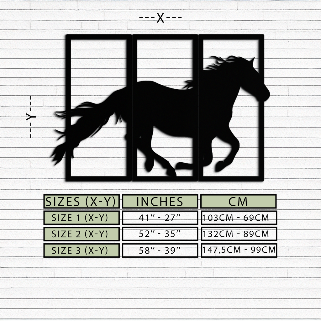 Galloping Horse Metal Wall Art – 3-Panel Western Decor - KAF270