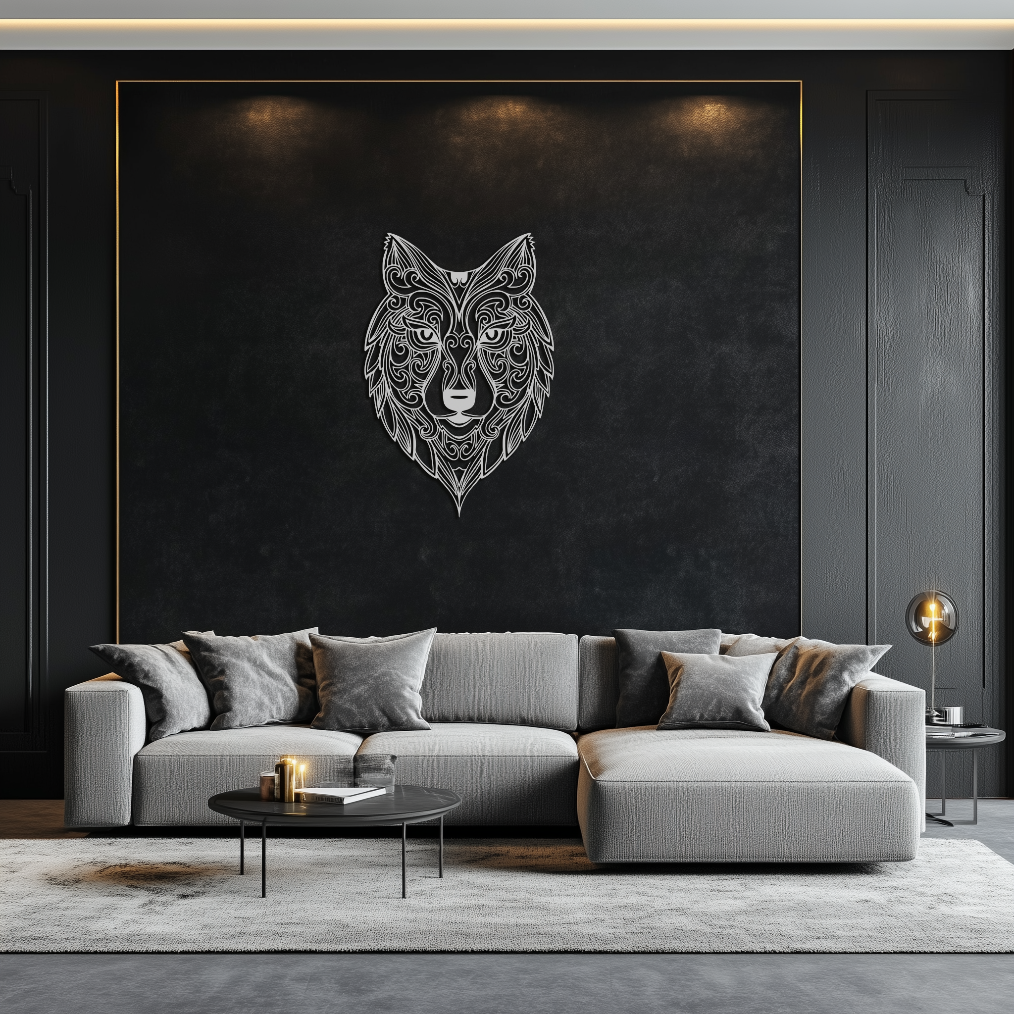 Mandala Wolf Metal Wall Art - Boho Animal Wall Decor - KAF272