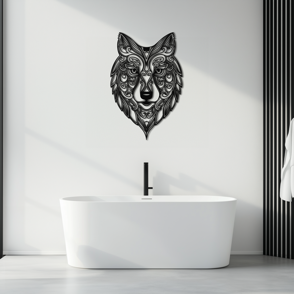 Mandala Wolf Metal Wall Art - Boho Animal Wall Decor - KAF272