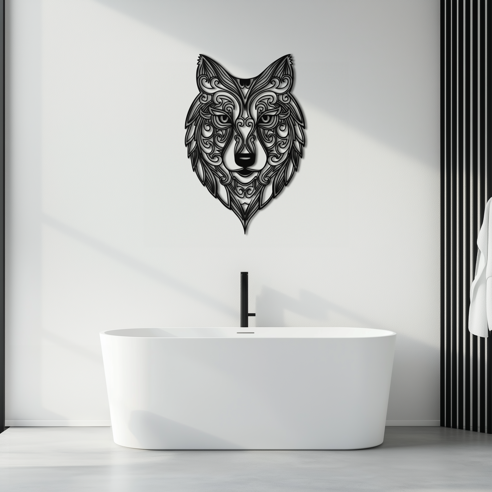 Mandala Wolf Metal Wall Art - Boho Animal Wall Decor - KAF272