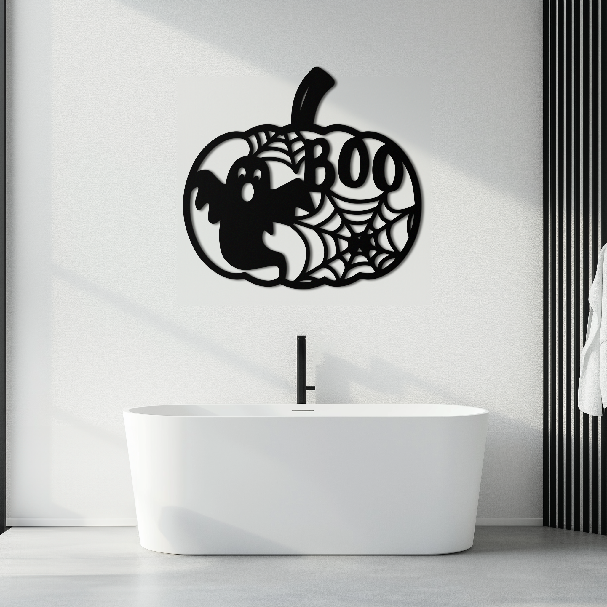 Halloween Boo Pumpkin Metal Wall Art - Spooky Halloween Decor- KAF276