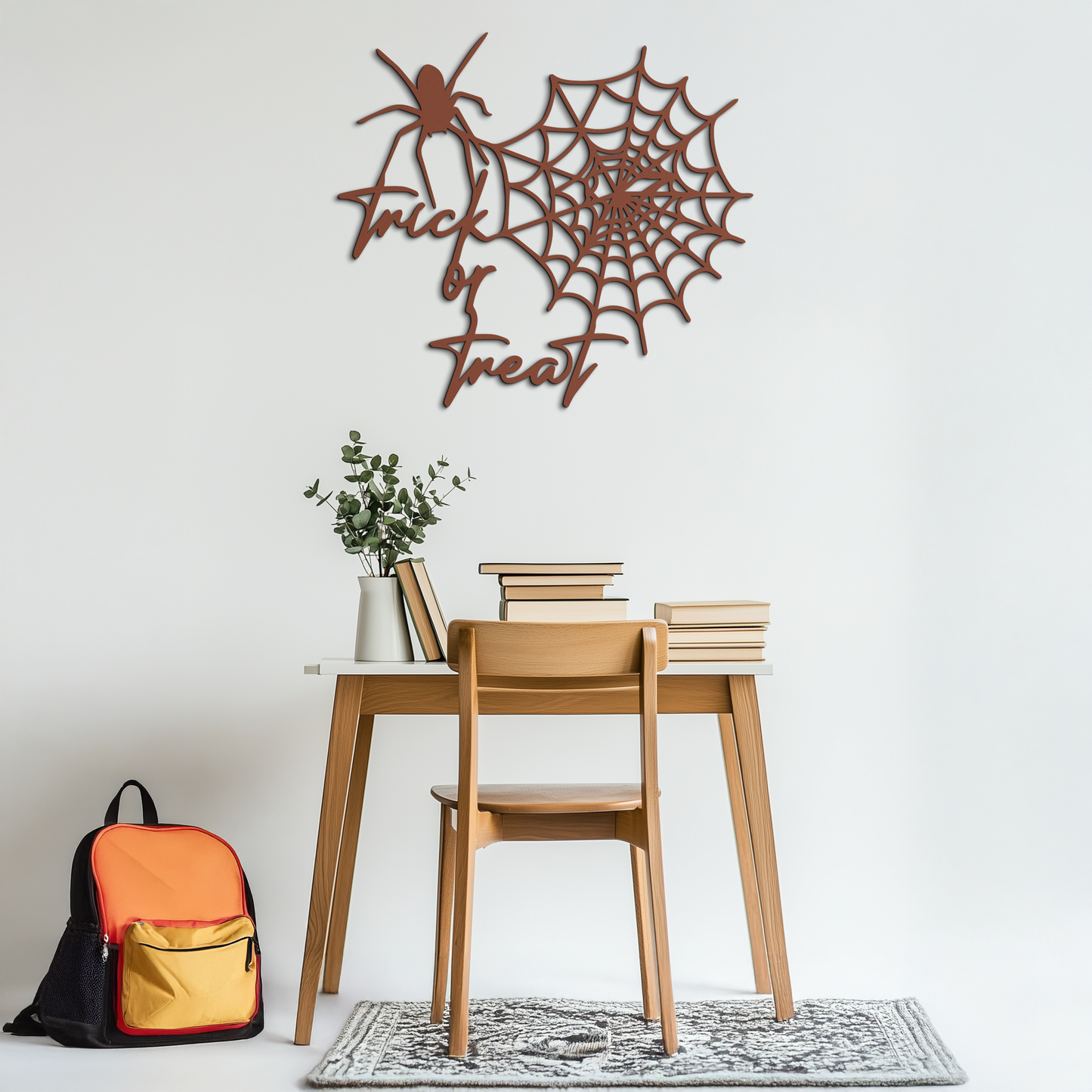 "Trick or Treat" Halloween Metal Wall Art – Spider Web Design- KAF278