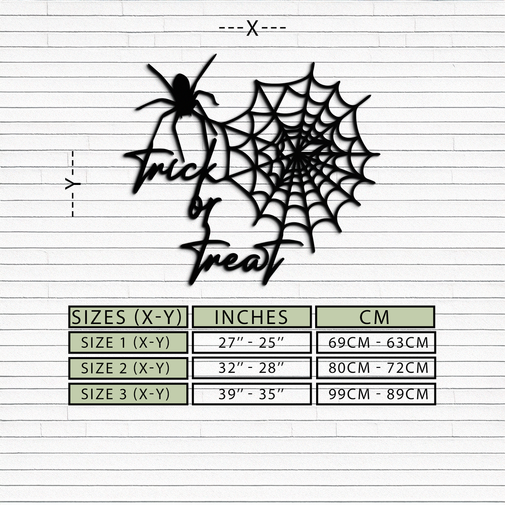 "Trick or Treat" Halloween Metal Wall Art – Spider Web Design- KAF278