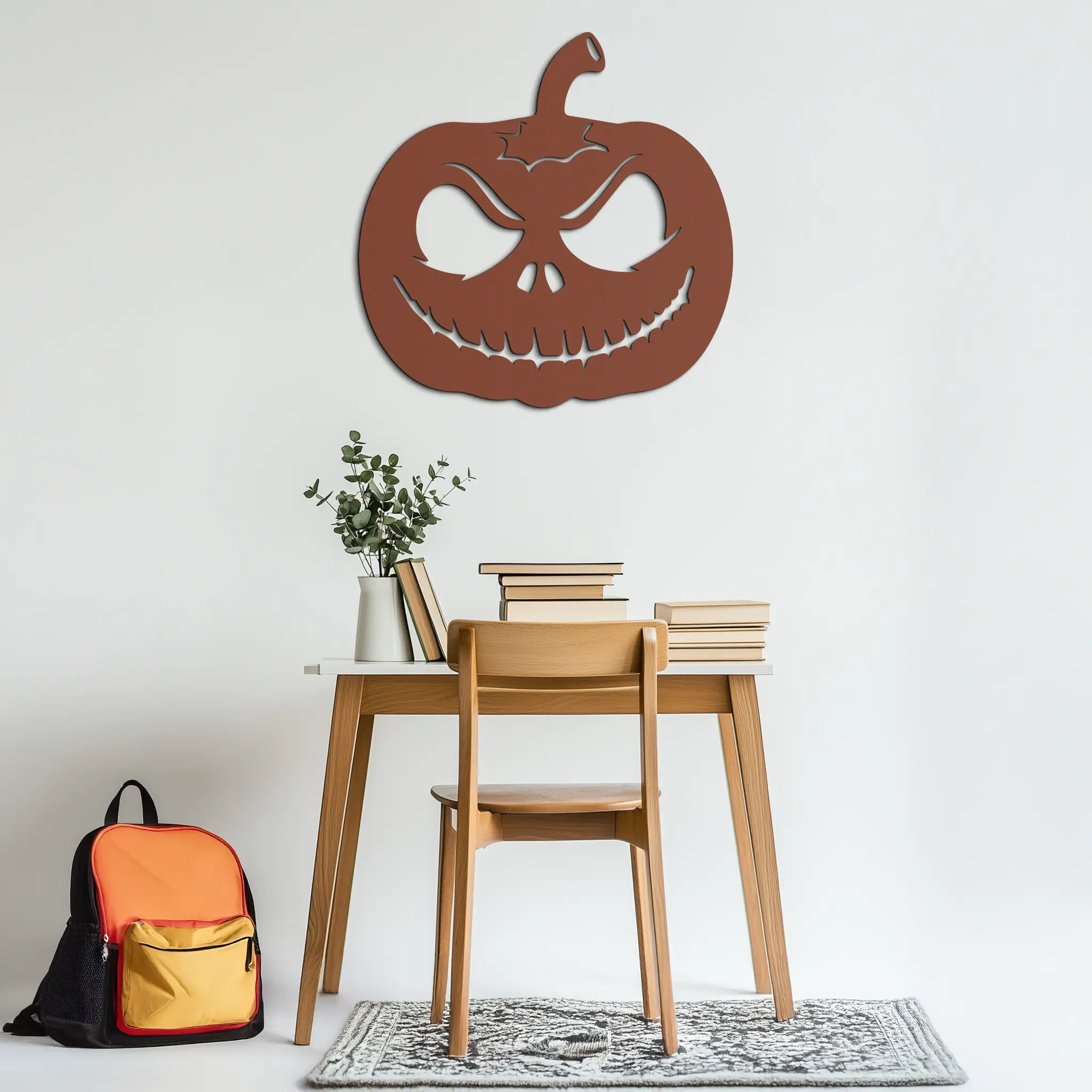 Pumpkin Metal Wall Art – Halloween Jack-O'-Lantern Decor- KAF282