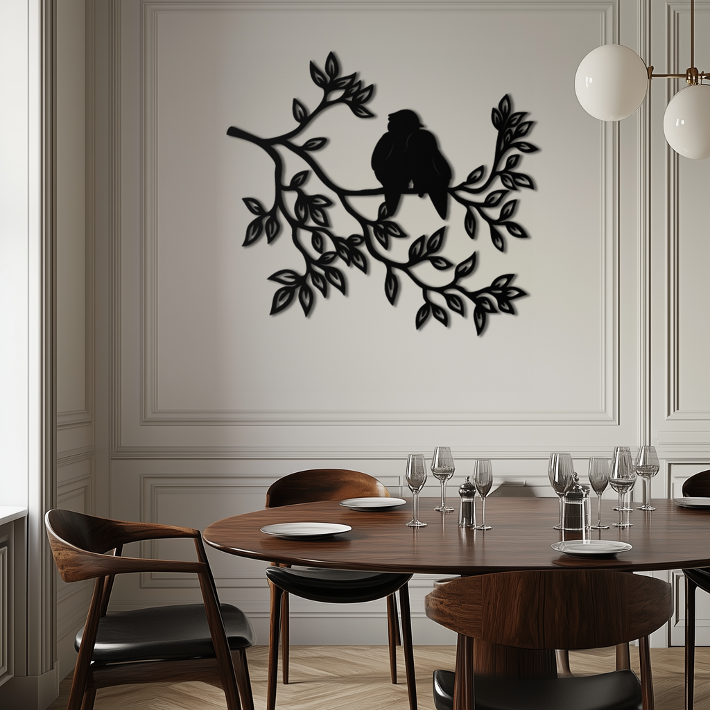 Love Birds Metal Wall Art - Romantic Silhouette Decor- KAF284