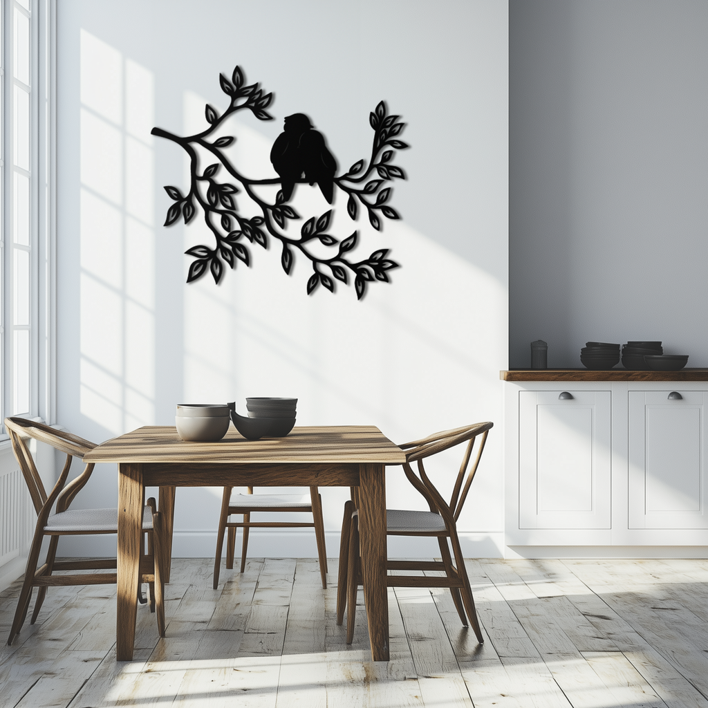 Love Birds Metal Wall Art - Romantic Silhouette Decor- KAF284