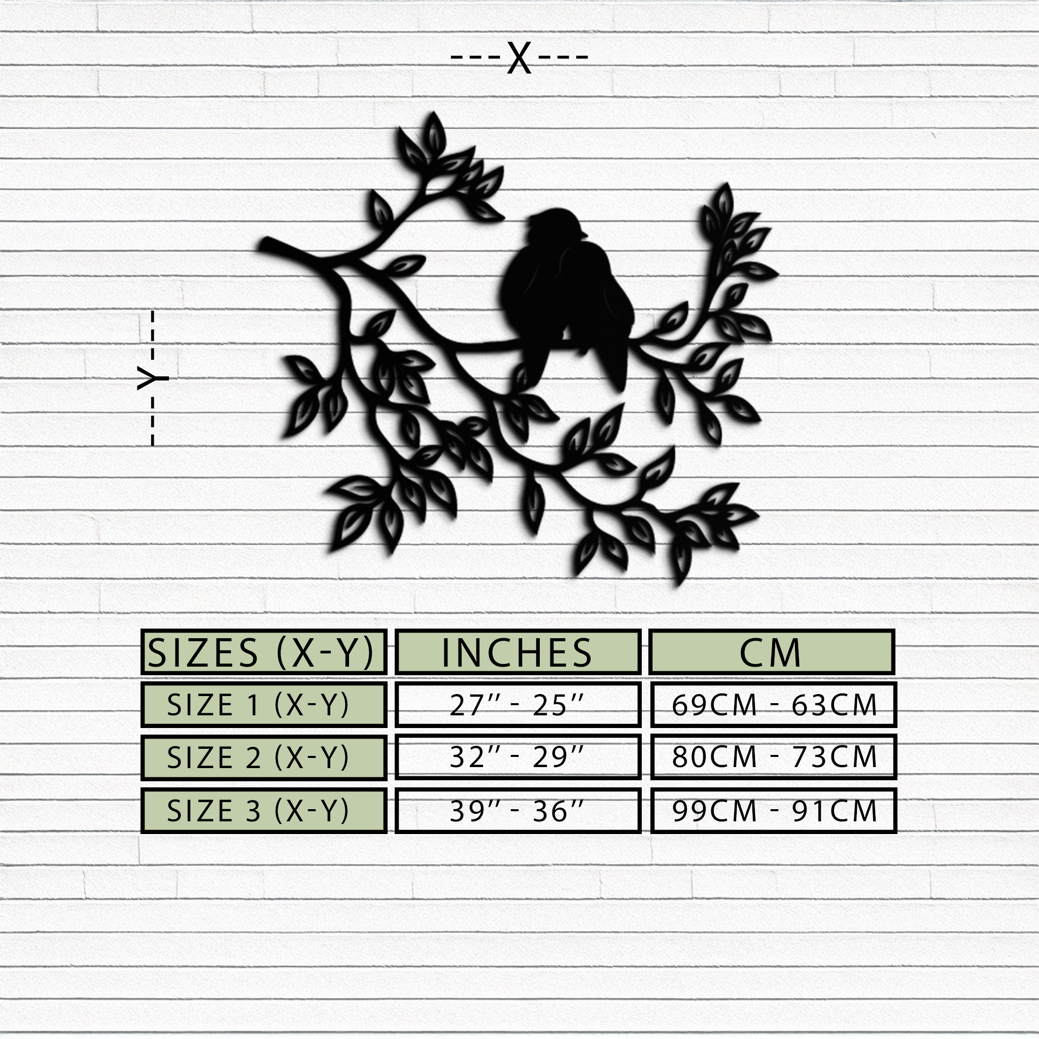 Love Birds Metal Wall Art - Romantic Silhouette Decor- KAF284