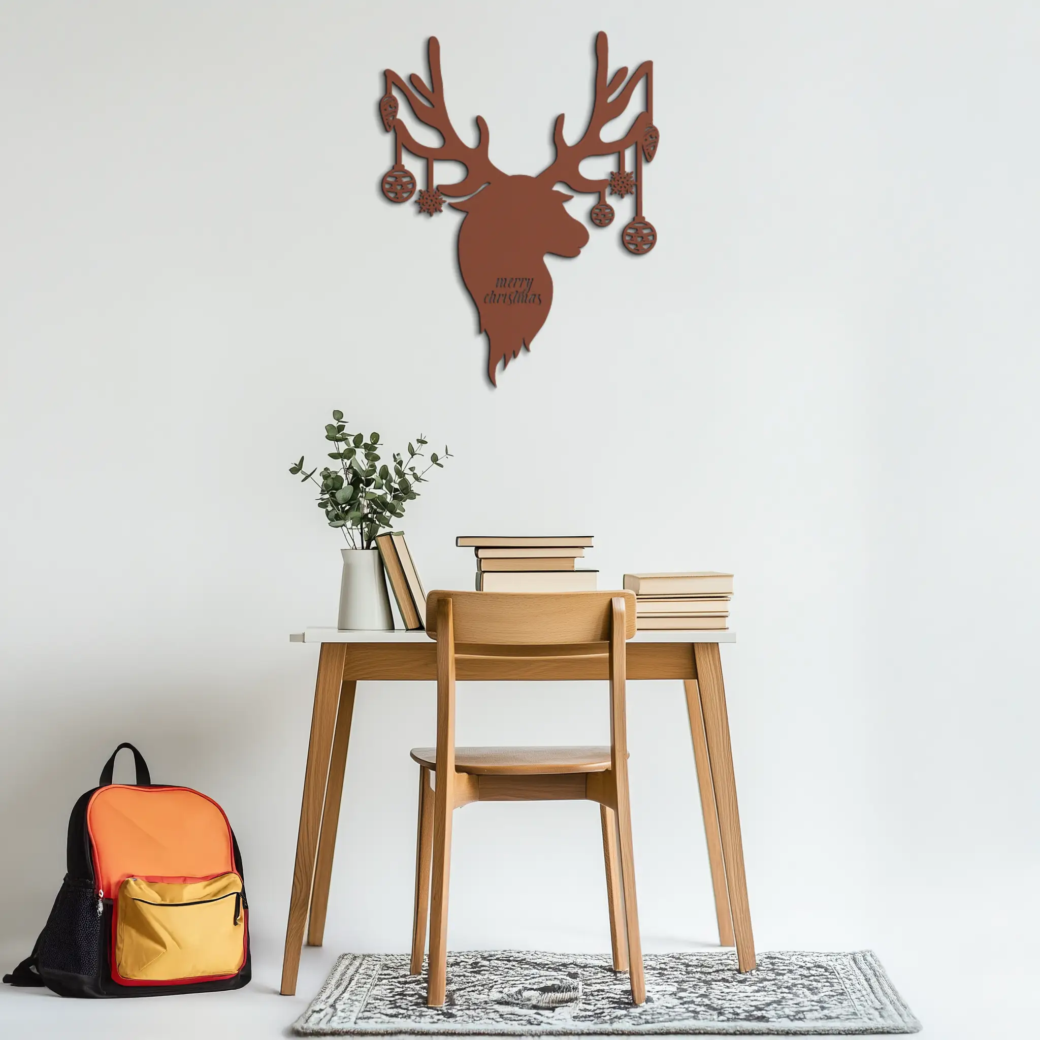 Reindeer Christmas Metal Wall Art - Festive Deer Decor with Ornaments- KAF295