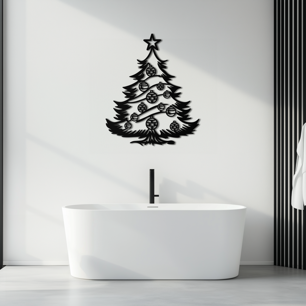 Christmas Tree Metal Wall Art - Festive Holiday Decoration- KAF296